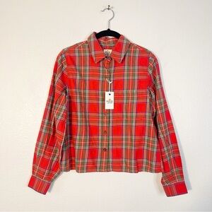 NWT Marine Layer Zoe Long Sleeve Crop Relaxed Shirt
Red Tartan Plaid Size XS